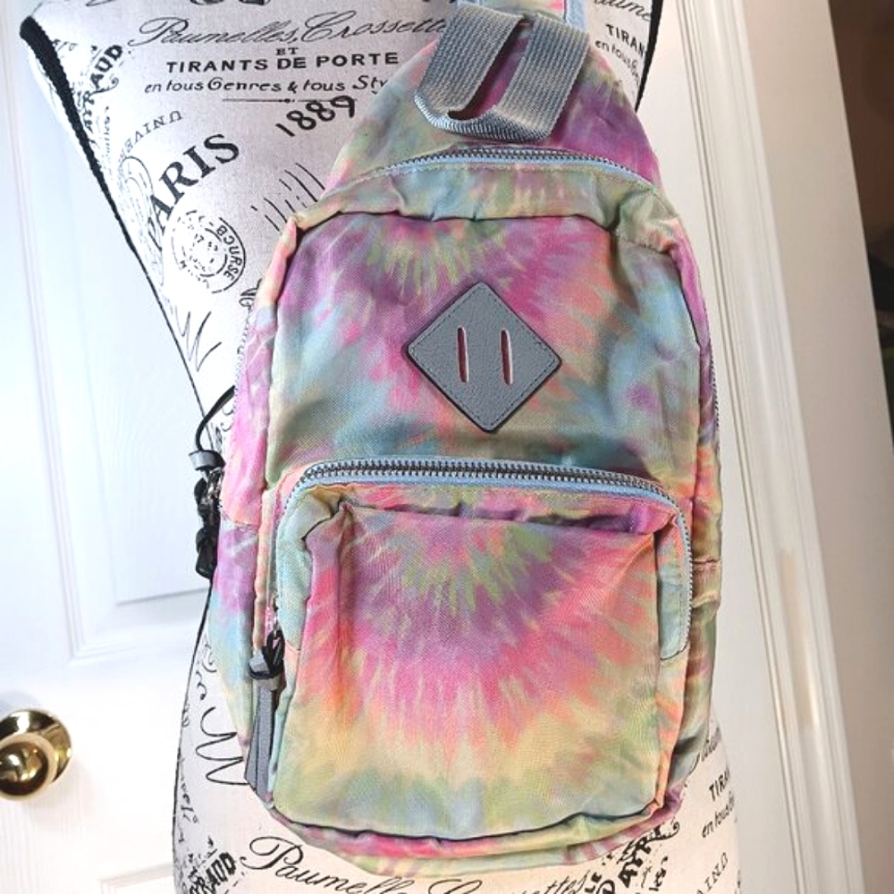 Rainbow Tie-Dye Slingback Bag Colorful Travel Backpack